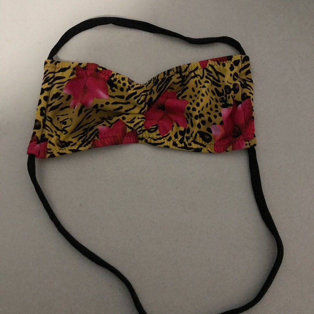 Pink leopard Bandeau Bikini top-S